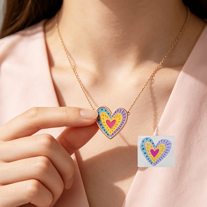 Custom Painted Pattern Pendant Necklace — 304 Stainless Steel